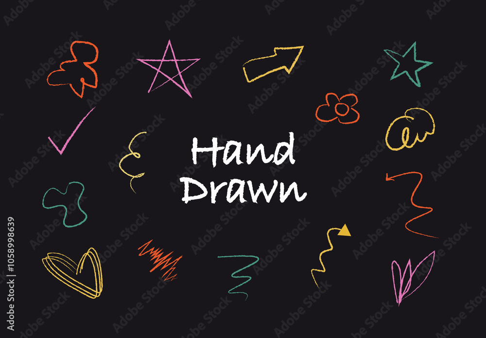 Vector Hand Drawn Scribble Elements Set Stock Template | Adobe Stock