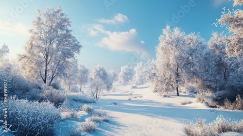 Wallpaper Mural Frosty Winter Landscape with Stunning Trees Torontodigital.ca