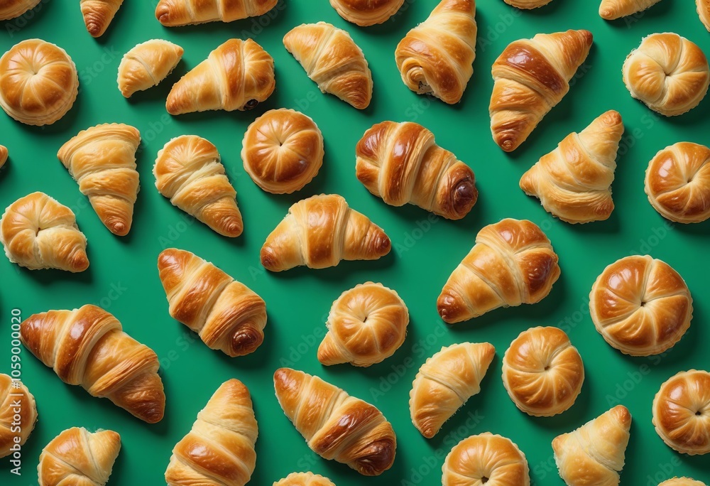 Colorful Fruity and Chocolate-Filled Puff Pastries on Emerald Green Canvas Colorful Fruity and Chocolate-Filled Puff Pastries on Emerald Green Canvas