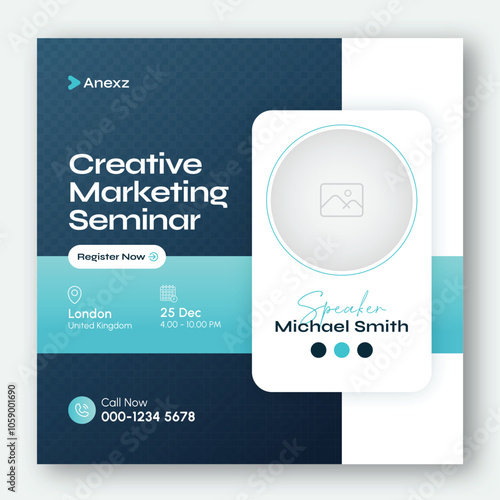 Online webinar or conference invitation social media post banner design template for corporate business agency