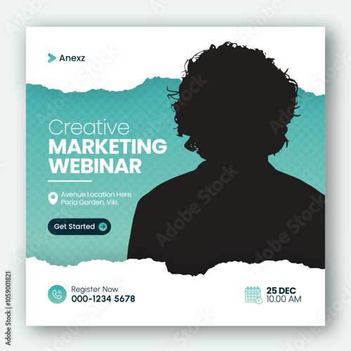 Online webinar or conference invitation social media post banner design template for corporate business agency