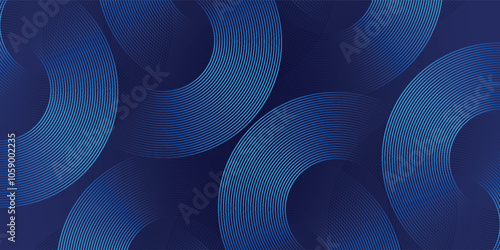 Blue abstract background with glowing circles. Swirl circular lines pattern. Geometric spiral. Twirl element. Modern graphic desi