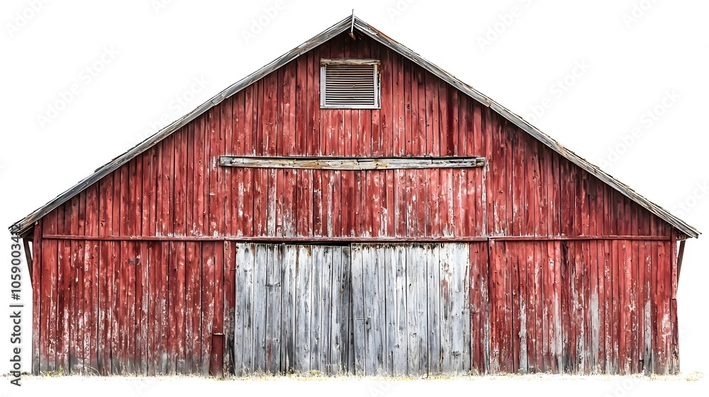 Rustic Red Barn Against Bright White Background Capturing Countryside Essence Rustic Red Barn Against Bright White Background Capturing Countryside Essence