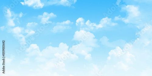 Beautiful white clouds in the blue sky. Blue sky background with tiny clouds