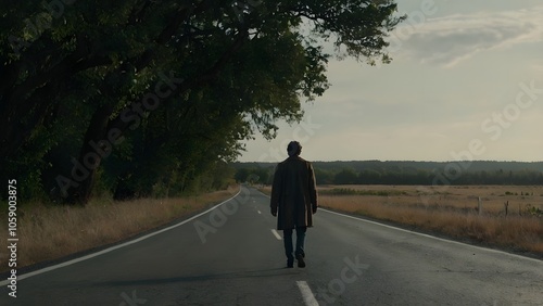 alone person on a road