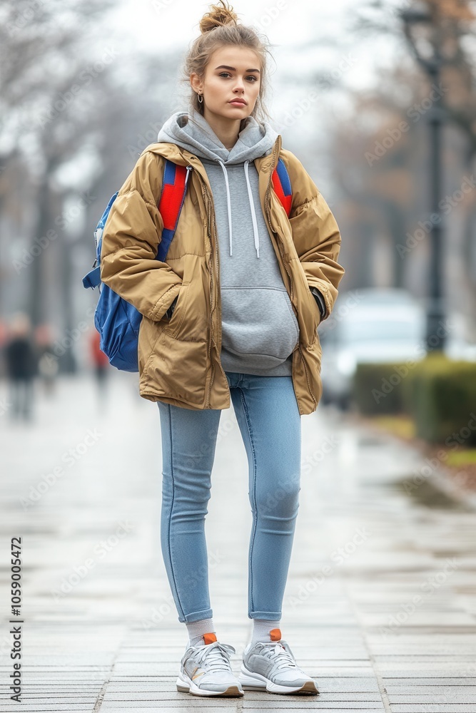 Bundled up in a cozy puffer jacket and hoodie, this individual showcases a trendy street style perfect for casual city outings. The combination of comfort and fashion is effortlessly achieved with lig Bundled up in a cozy puffer jacket and hoodie, this individual showcases a trendy street style perfect for casual city outings. The combination of comfort and fashion is effortlessly achieved with lig