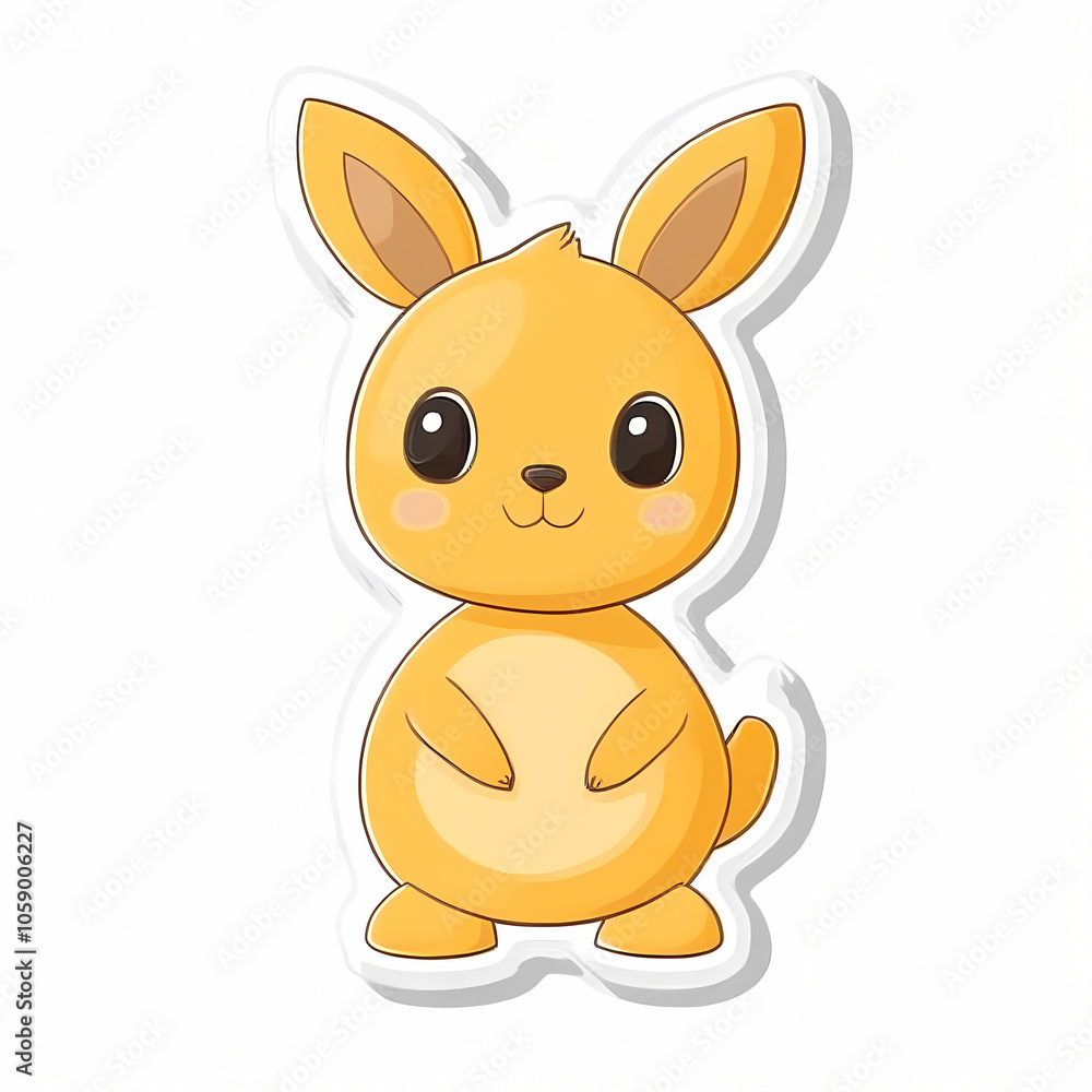 Cute Cartoon Kangaroo Sticker Illustration Cute Cartoon Kangaroo Sticker Illustration