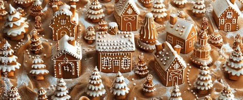 Decorated Gingerbread Cookies On A Brown Surface