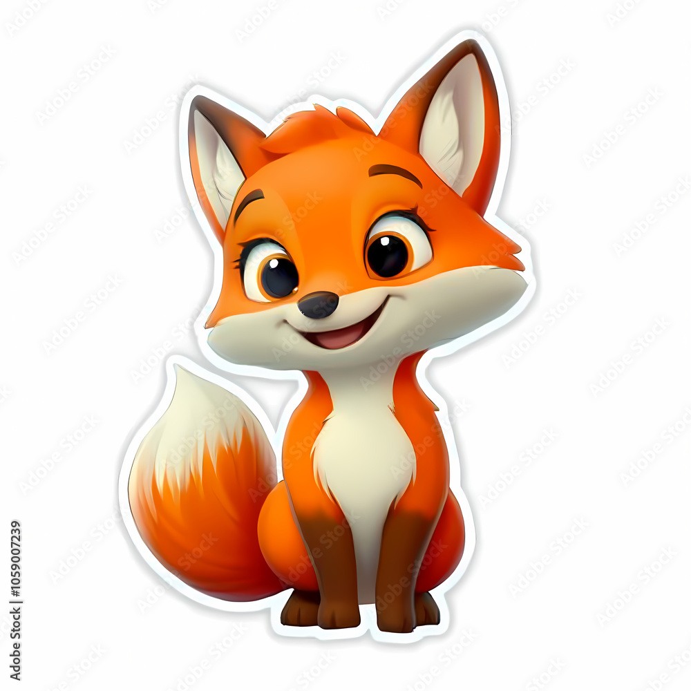 Obraz premium Cute Cartoon Fox Illustration in 3D Style