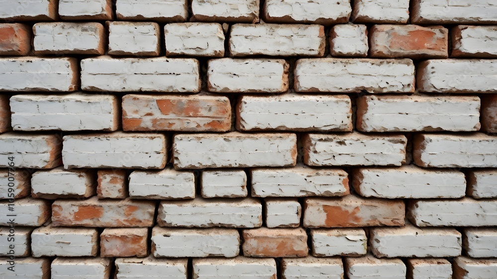 Obraz premium Rustic White Washed Brick Wall Texture – High-Resolution Detail & Charm