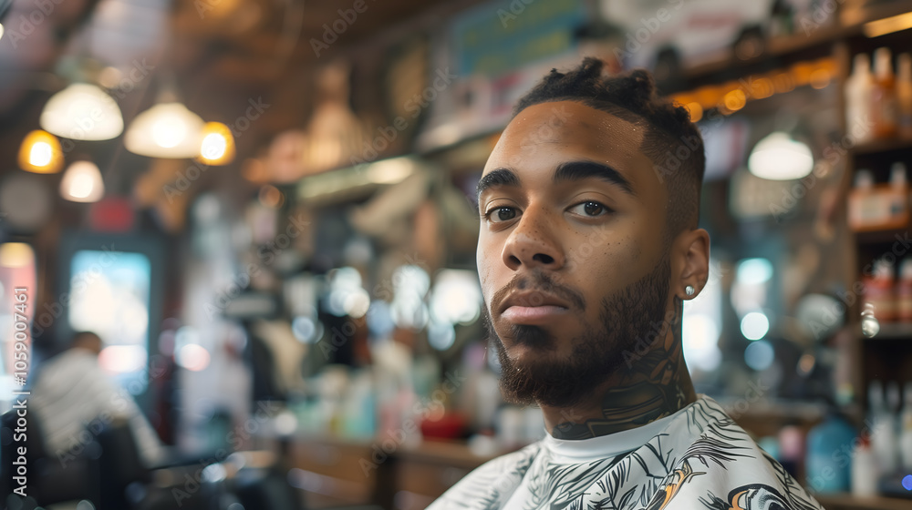 Young Man at Barbershop Portrait Young Man at Barbershop Portrait