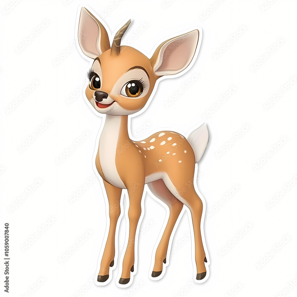 Cute 3D Cartoon Deer Illustration Sticker Cute 3D Cartoon Deer Illustration Sticker