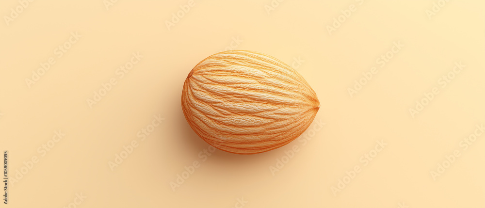 Single Almond on Beige Background. Single Almond on Beige Background.