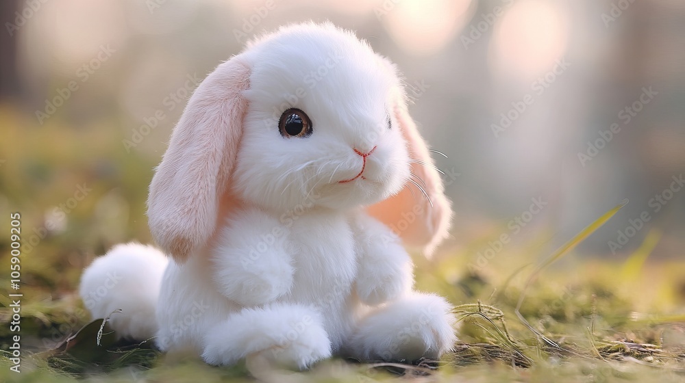 Cute rabbit doll with long floppy ears and fluffy tail, rabbit, doll, plush, toy, fluffy, bunny, cute, soft, cuddly. Cute rabbit doll with long floppy ears and fluffy tail, rabbit, doll, plush, toy, fluffy, bunny, cute, soft, cuddly.