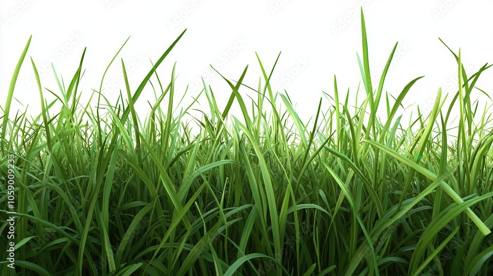 Fototapeta premium realistic 3d rendering of lush green grass, meticulously cut out, perfect for backgrounds or nature-themed projects, evoking a sense of freshness and vitality