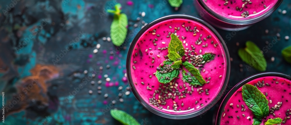 Refreshing Dragon Fruit Smoothie With Chia Seeds and Mint Refreshing Dragon Fruit Smoothie With Chia Seeds and Mint