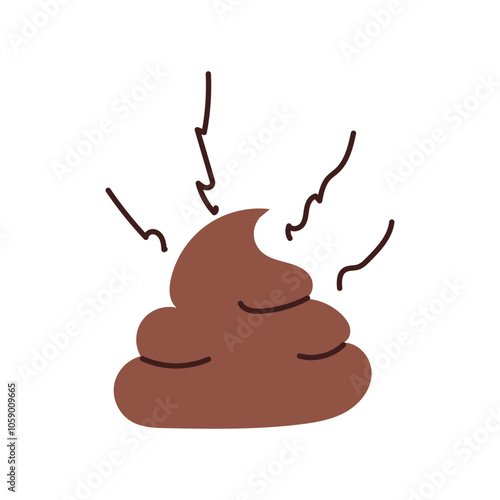 Vector illustration of brown poop in cartoon flat style. Stinky pile of shit.