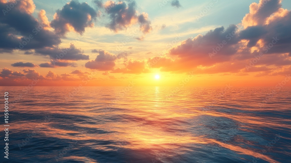 Fototapeta premium Sunset Over a Calm Ocean