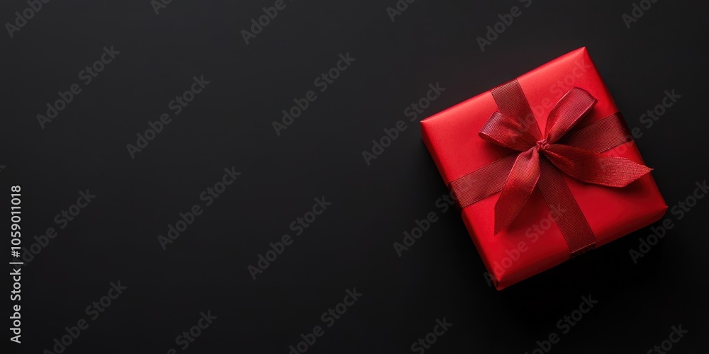 Elegant red gift box with a ribbon on a black background, perfect for celebrations and special occasions. Elegant red gift box with a ribbon on a black background, perfect for celebrations and special occasions.