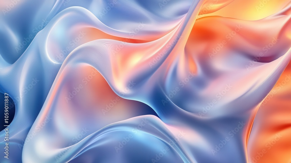 Obraz premium An abstract design features swirling, liquid like forms that flow in a calming rhythm. The pastel color palette creates smooth transitions, with glowing highlights that evoke a serene and immersive at