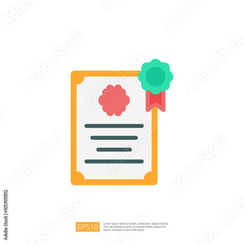 The image depicts a certificate featuring a decorative seal and ribbon, symbolizing achievement or recognition. It conveys a sense of accomplishment and formality.
