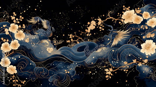 Ethereal Tapestry: Reimagined Japanese Motifs in Harmony photo