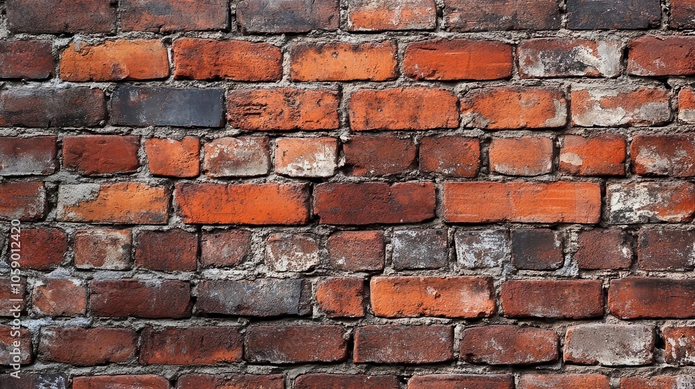 Obraz premium richly textured vintage brick wall showcasing deep tones and intricate patterns, exuding rustic charm and architectural elegance in an urban setting