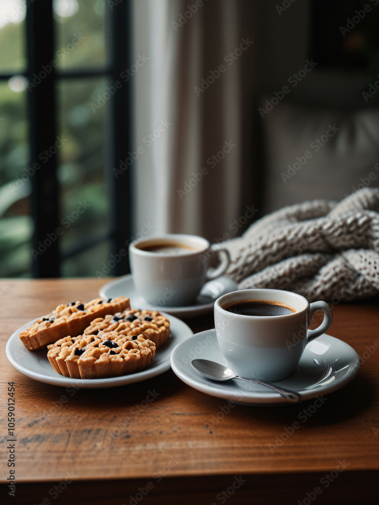 Breakfast bliss with coffee and bread. Breakfast bliss with coffee and bread.