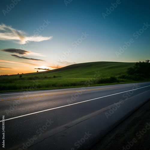 sunset on the road