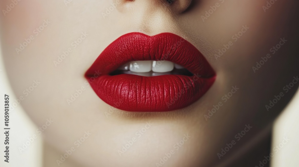 Bright red female lips isolated on a white background. Generated by artificial intelligence. Bright red female lips isolated on a white background. Generated by artificial intelligence.