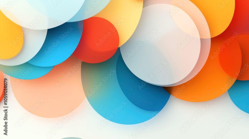 Abstract background with overlapping translucent circles in vibrant colors including blue, orange, red, and yellow, creating a layered and textured three-dimensional appearance. Abstract background with overlapping translucent circles in vibrant colors including blue, orange, red, and yellow, creating a layered and textured three-dimensional appearance.
