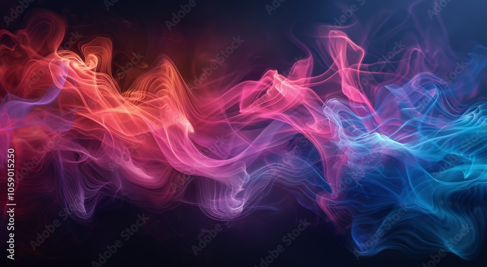 Obraz premium Abstract Digital Smoke Swirls in Red, Pink, and Blue on a Dark Background
