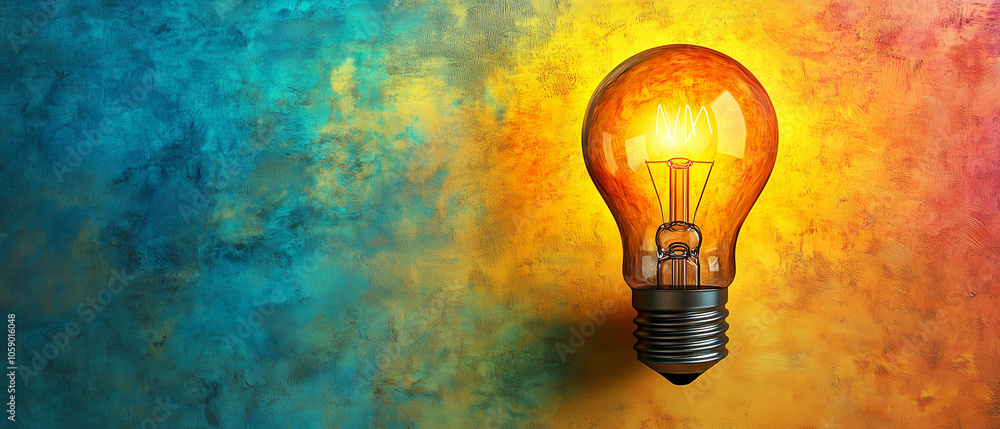 Glowing Lightbulb on Textured Background. Glowing Lightbulb on Textured Background.