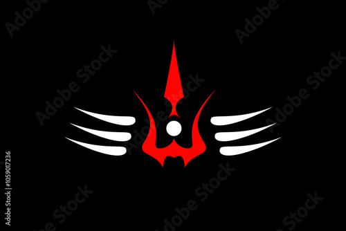 Lord Shiva's Red tilak with white stripes isolated on Black background - vector illustration