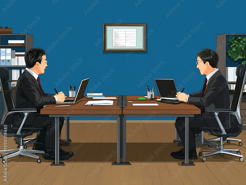 Illustration of office workers having a meeting Illustration of office workers having a meeting