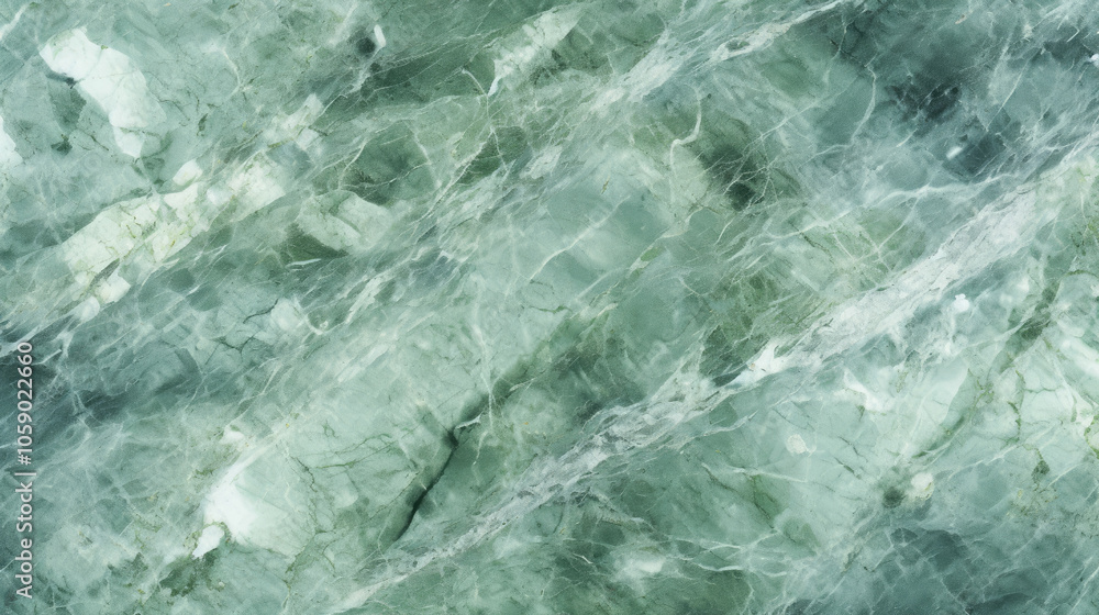 Fototapeta premium A vibrant and dynamic green marble stone texture, crisscrossed by slanting white lines, evoking a sense of movement and energy in its natural beauty.