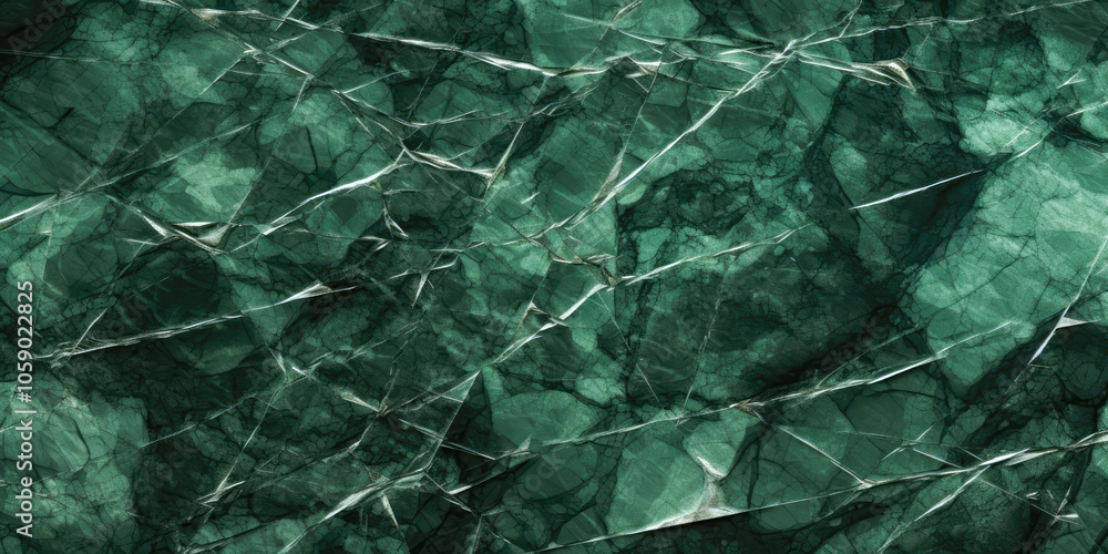 A captivating rich green marble surface accentuated with dramatic white patterns and deep fissures, offering a wild yet sophisticated design aesthetic for interiors. A captivating rich green marble surface accentuated with dramatic white patterns and deep fissures, offering a wild yet sophisticated design aesthetic for interiors.