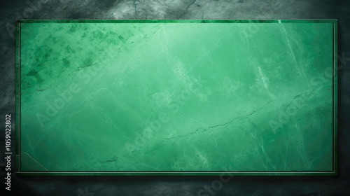 A sleek and shiny emerald green glass panel set against a deep dark backdrop, featuring subtle marbling and reflective effects for a modern artistic visual appeal. photo