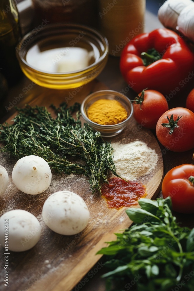 Fresh spices and produce used in cooking Italian cuisine. Fresh spices and produce used in cooking Italian cuisine.