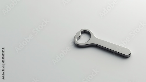 Bottle opener mockup on a plain background, featuring a smooth, customizable surface. Great for presenting brand logos or design concepts with a clean look.