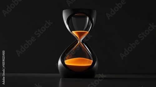 hourglass on black background