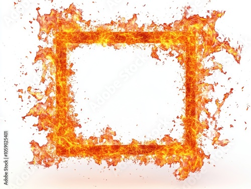 Dynamic and dramatic image featuring a fiery explosion with a black square at the center.