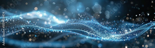 Abstract Blue Digital Wave With Sparkling Particles