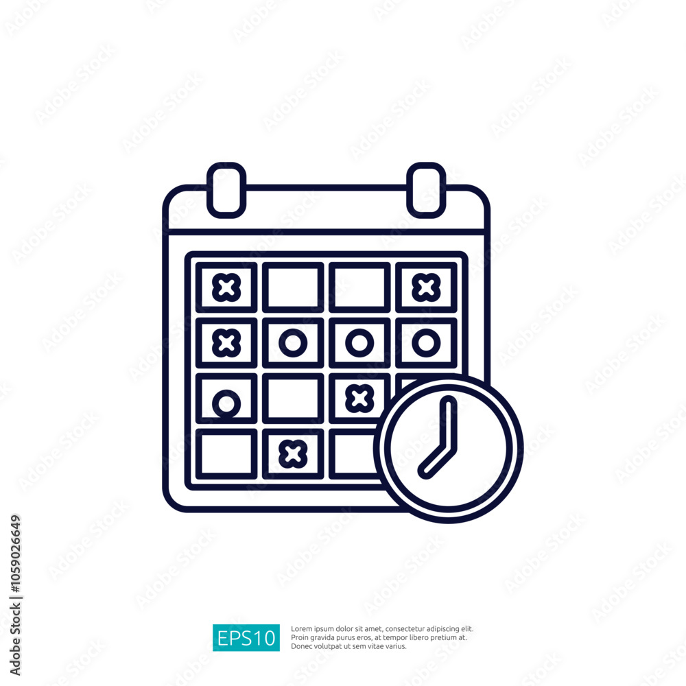 The image features a calendar with a grid layout and a clock icon, symbolizing scheduling or planning. It emphasizes time management and organization. The image features a calendar with a grid layout and a clock icon, symbolizing scheduling or planning. It emphasizes time management and organization.