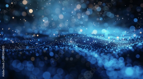 Abstract Blue Bokeh Background With Sparkling Lights