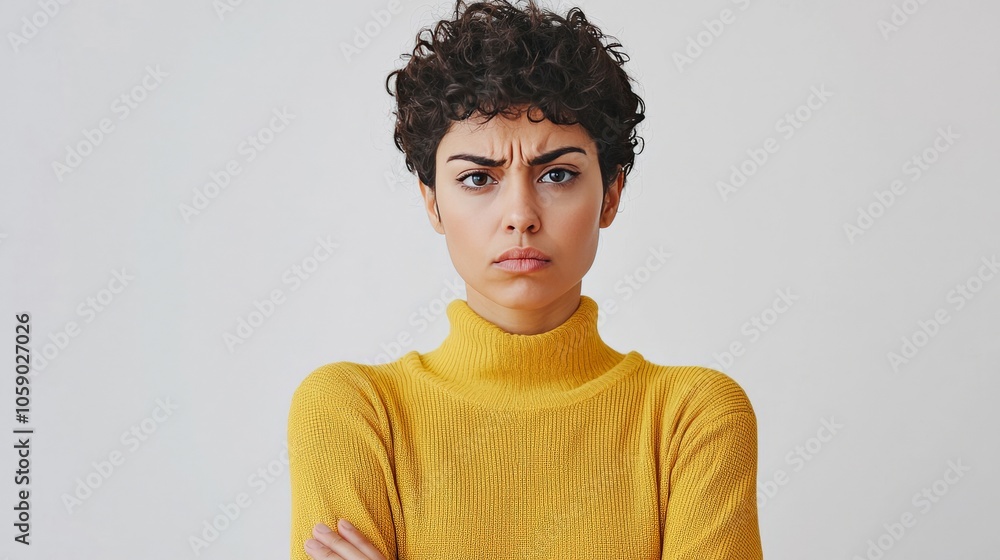 A person expressing moral outrage, arms crossed and brows furrowed, speaking out against wrongdoing A person expressing moral outrage, arms crossed and brows furrowed, speaking out against wrongdoing