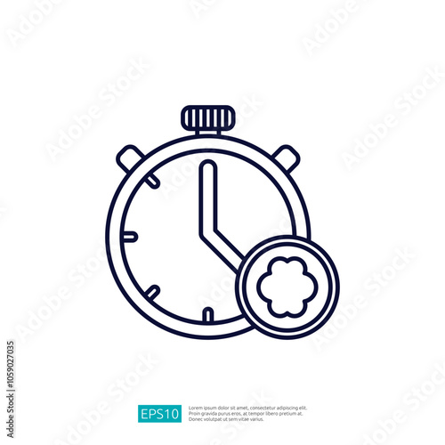 The image features a simple outline of a stopwatch with a clock face and a flower icon, symbolizing time management and productivity in a visually appealing manner.