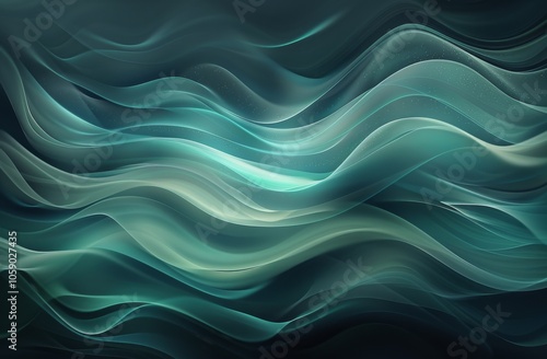Abstract Green Waves and White Stars in a Dark Night Sky