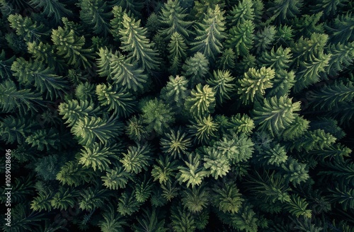 Aerial View of a Dense Evergreen Forest Canopy