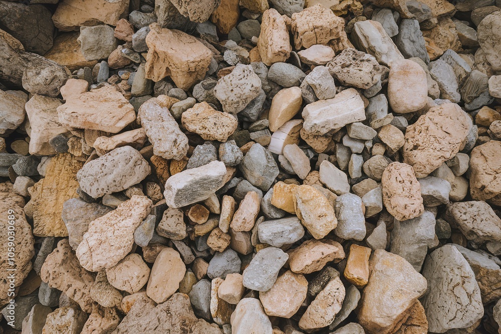 A photo of a close-up view of a pile of irregularly shaped stones A photo of a close-up view of a pile of irregularly shaped stones